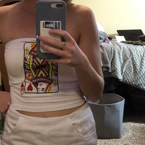 White Queen of Hearts Tube Top